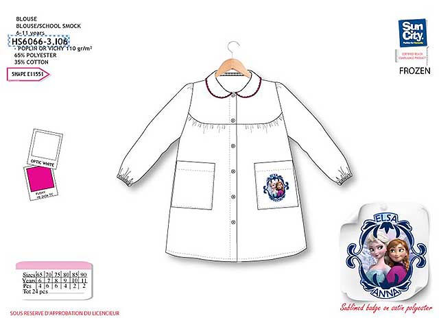 Frozen grembiule bianco scuola 6-11anni hs6066-3