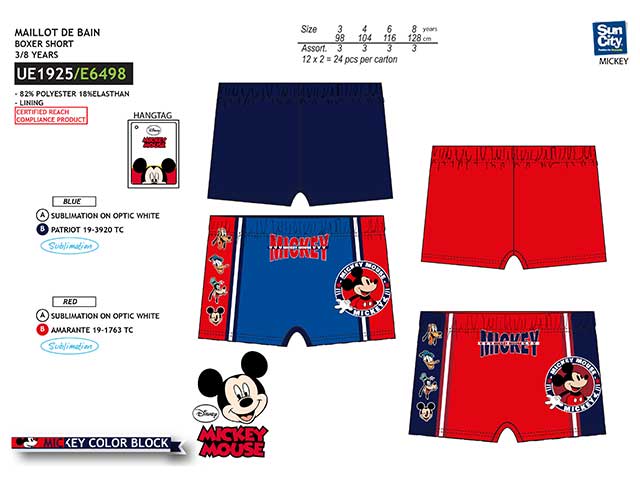 Costume da bagno bimbo boxer 3-8 anni mickey