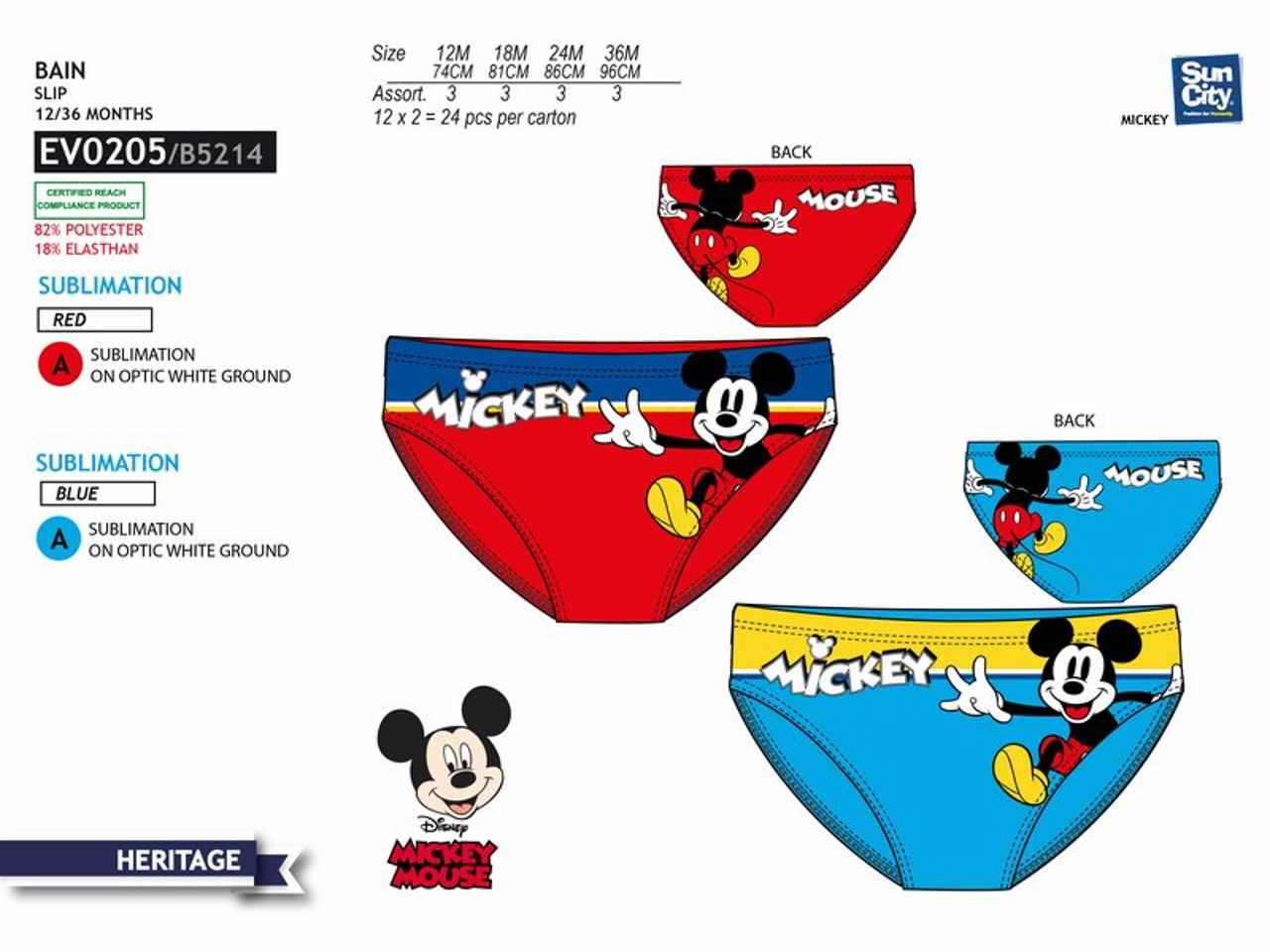 Costume da bagno bimbo slip mickey