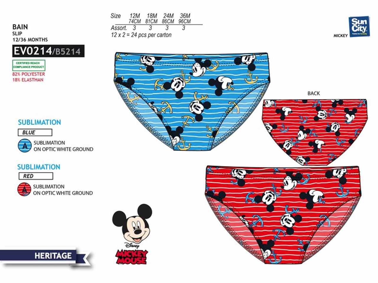 Costume da bagno bimbo slip mickey