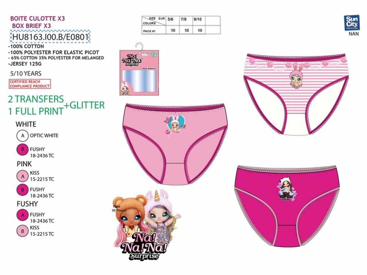 Na na na slip bambina 3 pezzi 5-10 anni hu8163