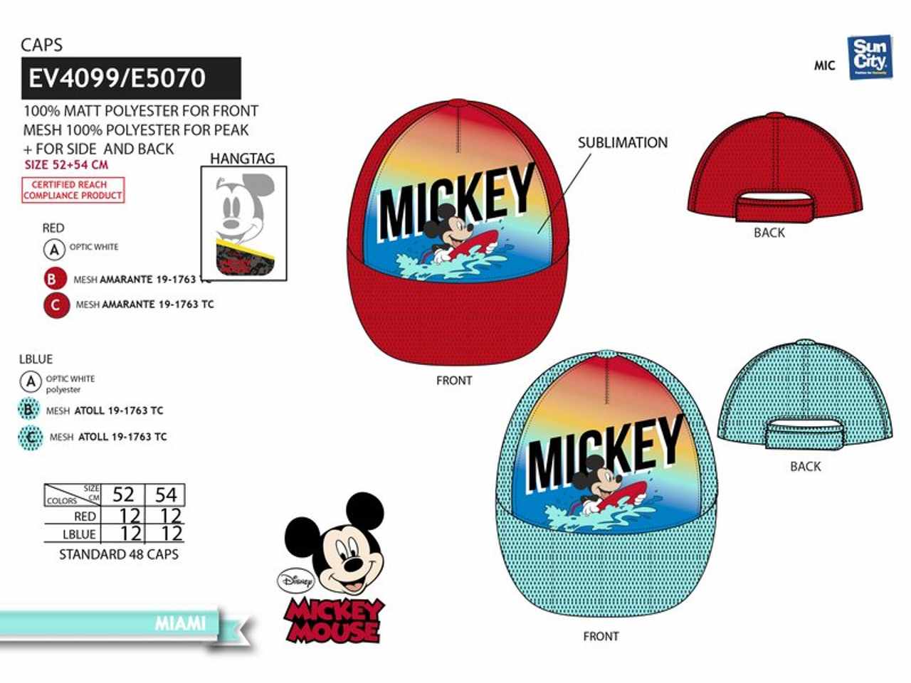 Cappellino con visiera mickey per bambini