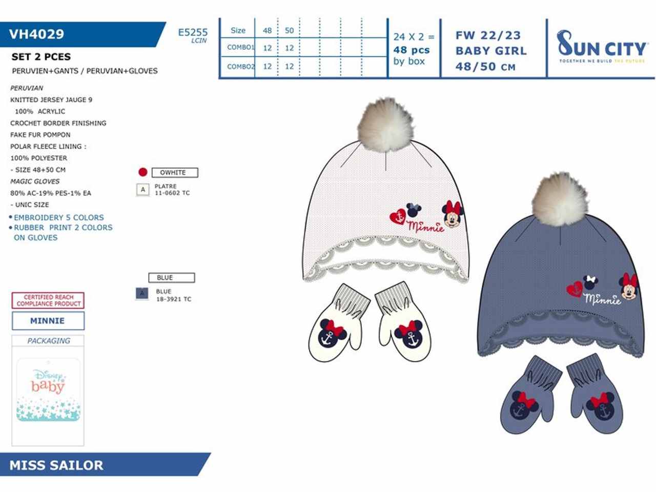 Minnie set 2 pezzi cappello e guanti taglie 48-50