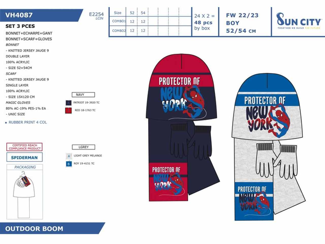 Spiderman set 3 pezzi sciarpa guanti e cappello taglia 52-54