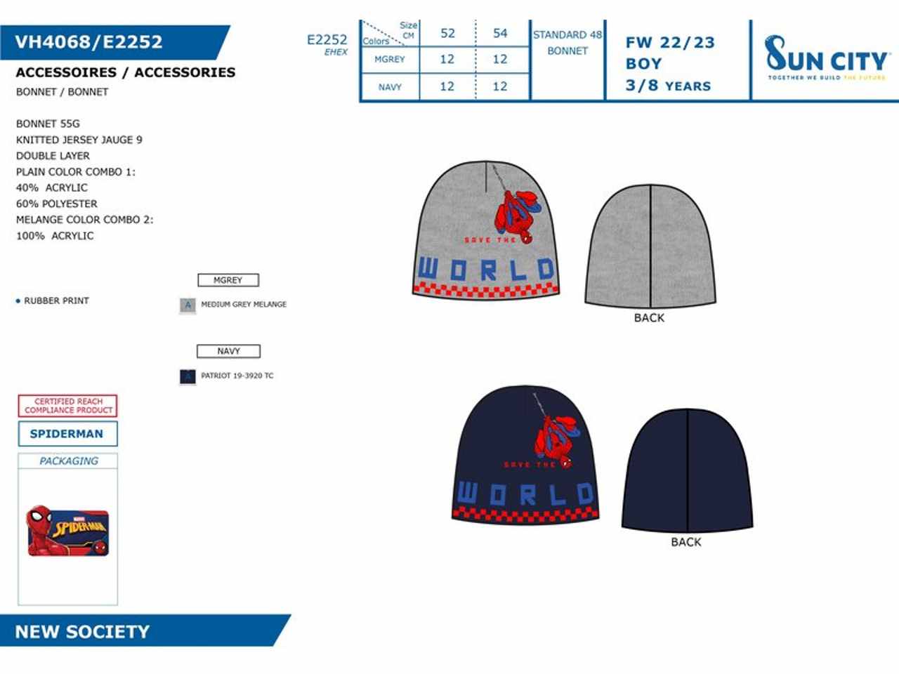 Spiderman cappello taglia 52-54