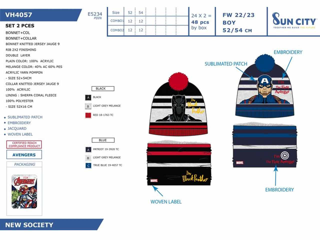 Avengers set 2 pezzi cappello e collo taglia 52-54