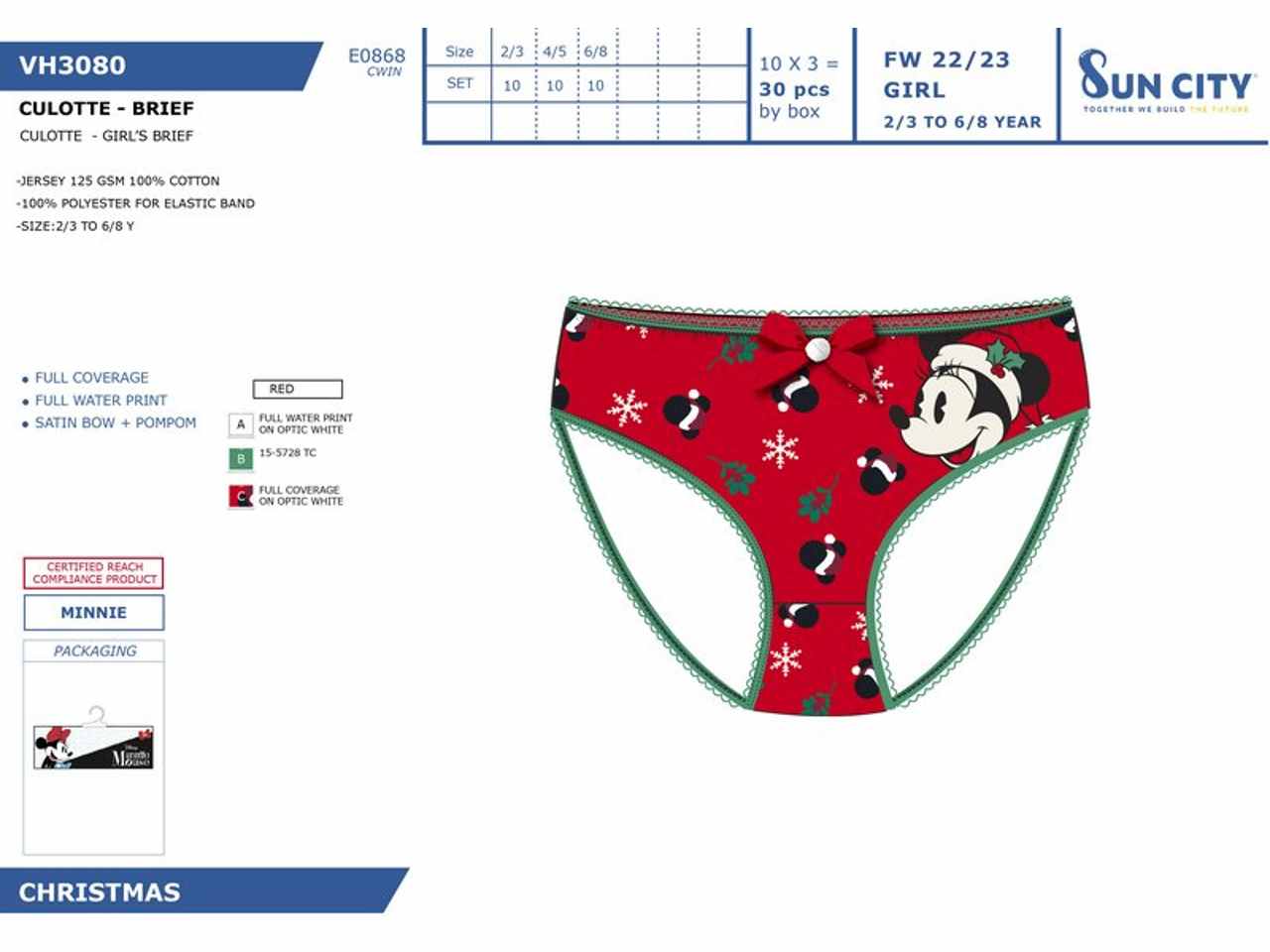Minnie culotte taglia 2-8 anni 100% cotone