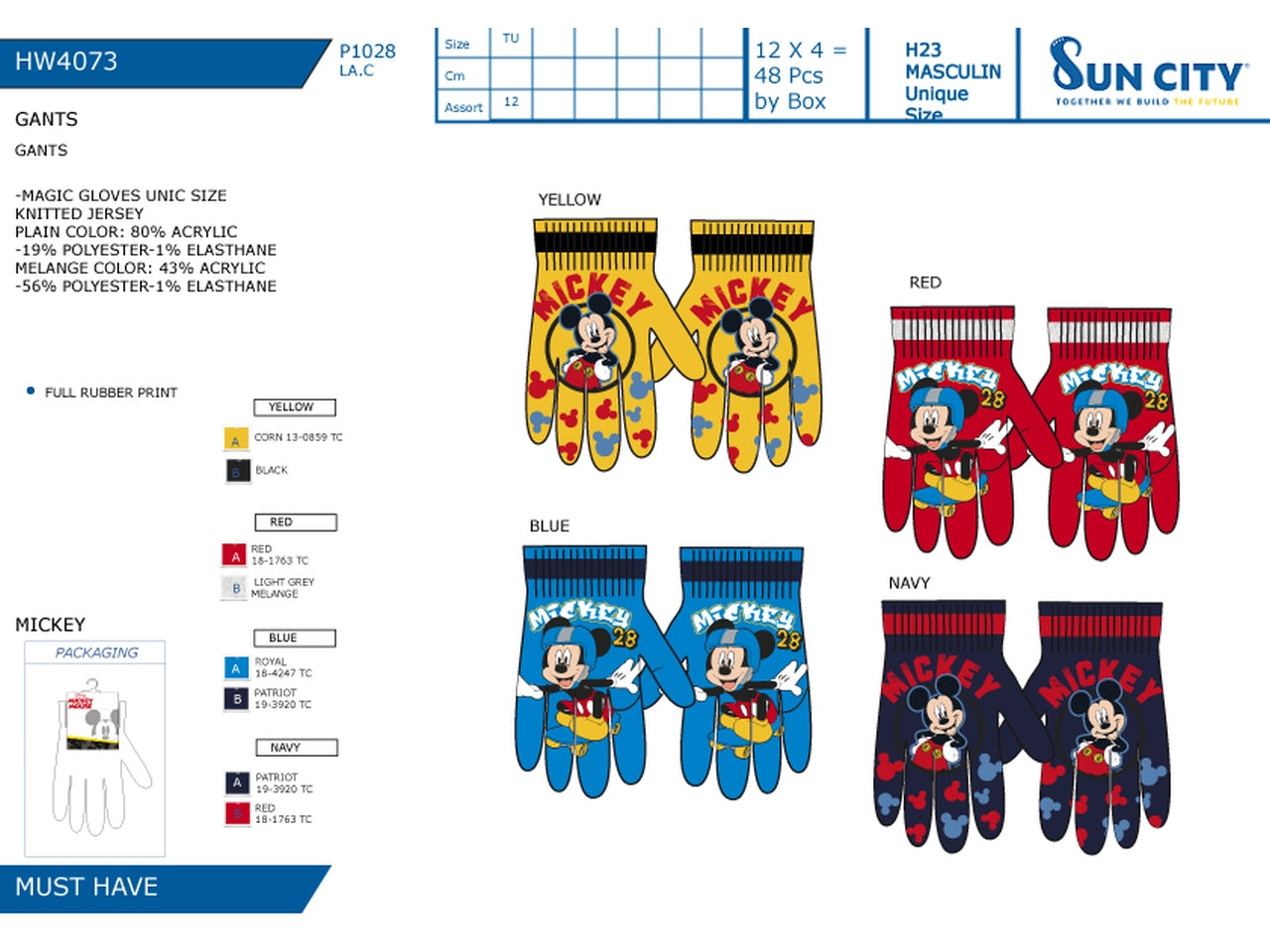Mickey guanti - colori assortiti