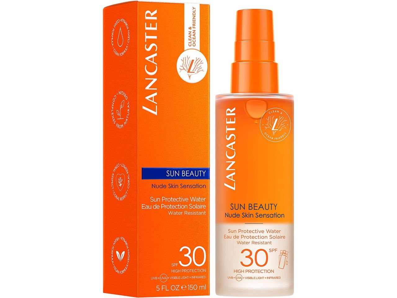 Protezione solare lancaster sun beauty protective water acqua protettiva solare spf30 150ml