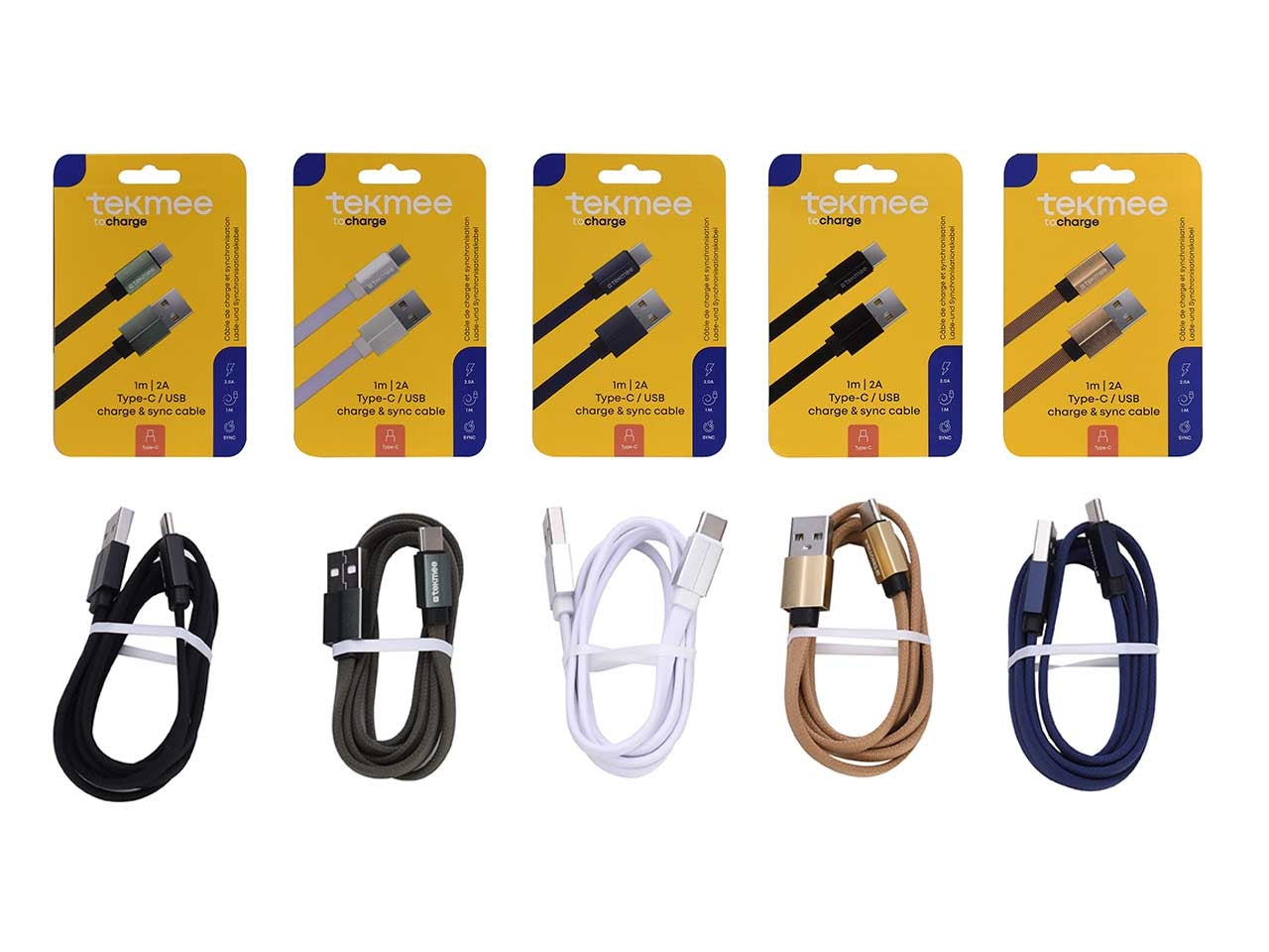 Tekmee cavo in nylon 1m type c/usb flat