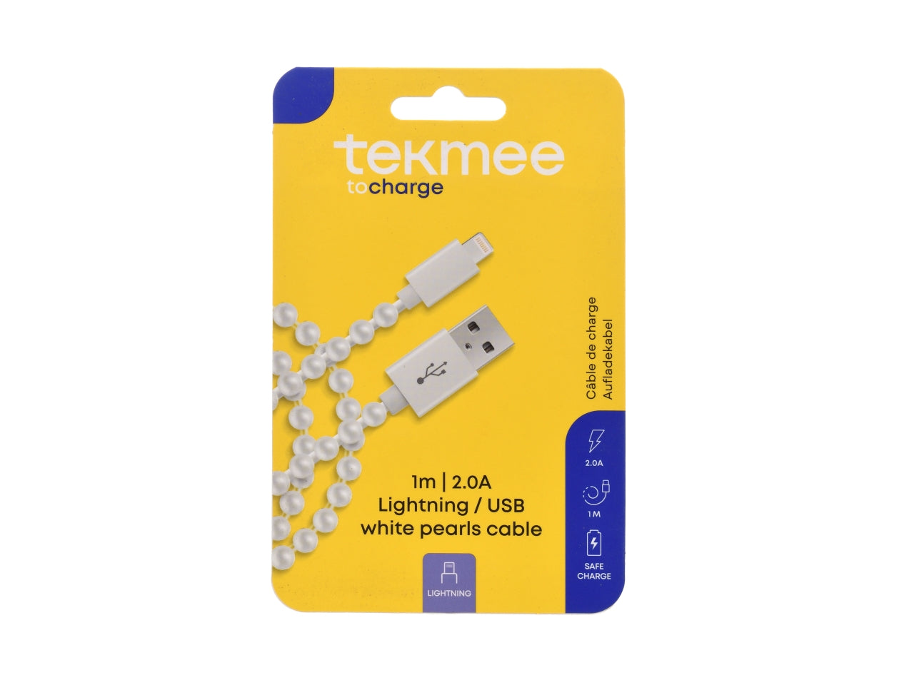 Tekmee cavo 1m usb con perle bianche luminose
