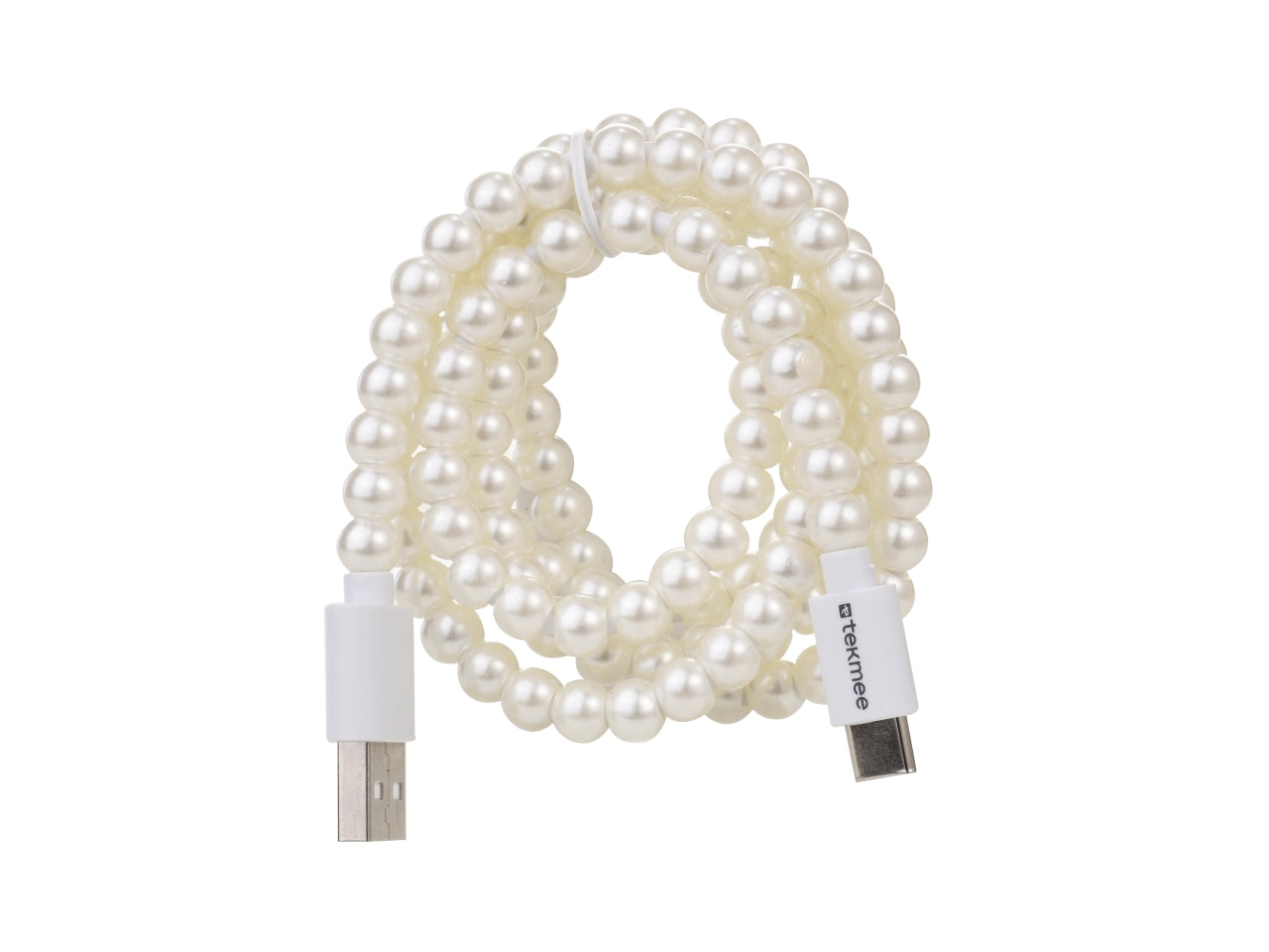 Tekmee cavo 1m usb / type-c con perle bianche luminose
