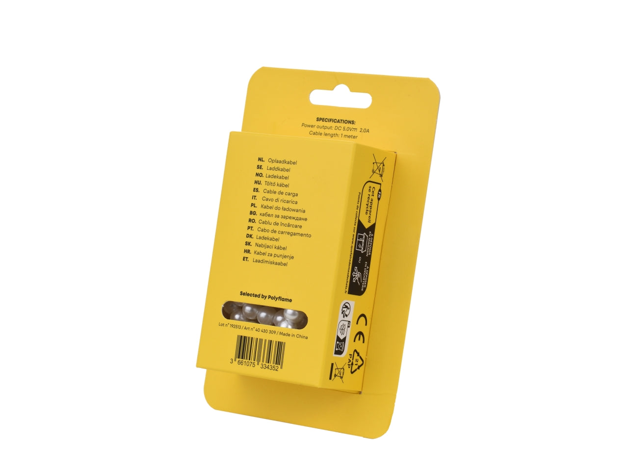 Tekmee cavo 1m usb / type-c con perle bianche luminose