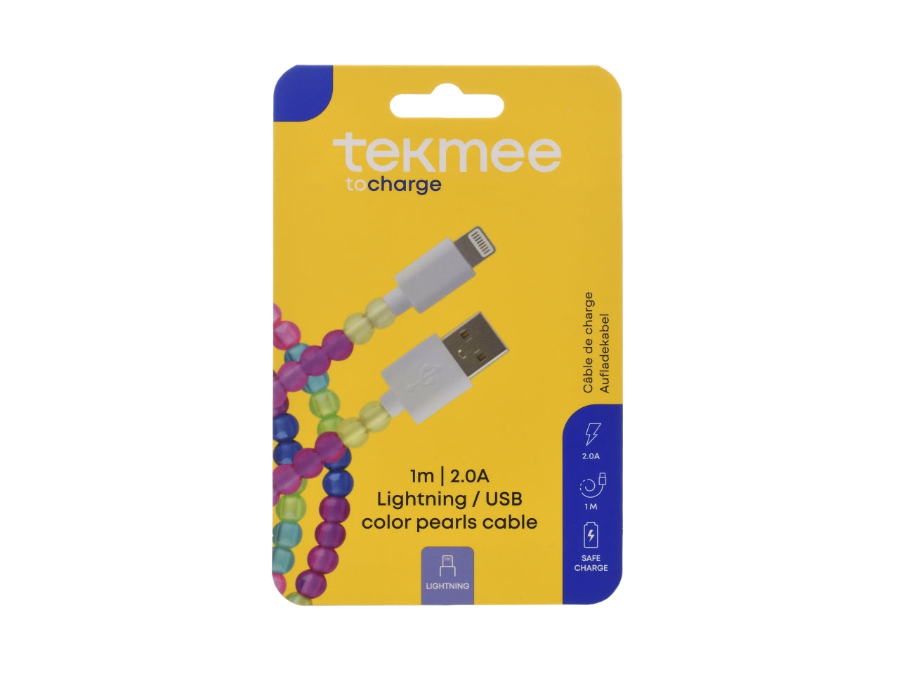 Tekmee cavo 1m usb con perle luminose multicolor