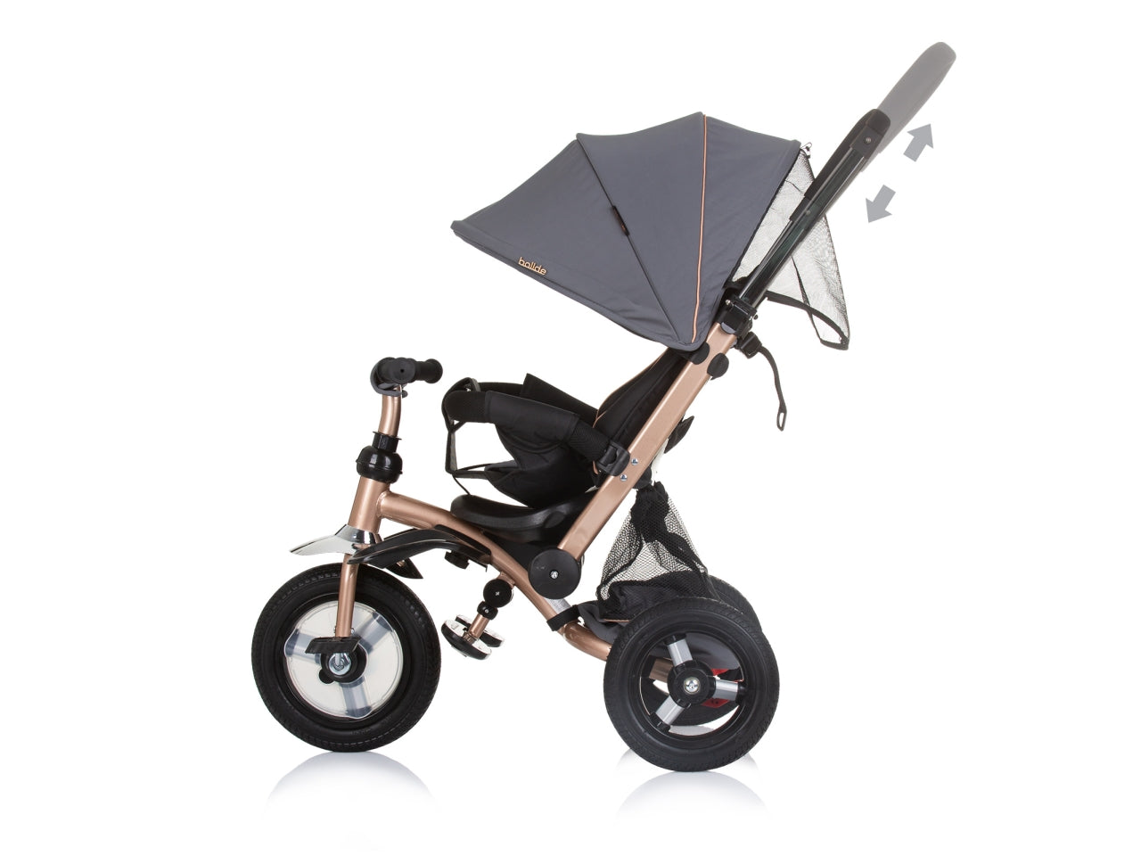 Triciclo evolutivo reclinabile con ruote in gomma gonfiabili Bolide Granite età 18 mesi | Chipolino
