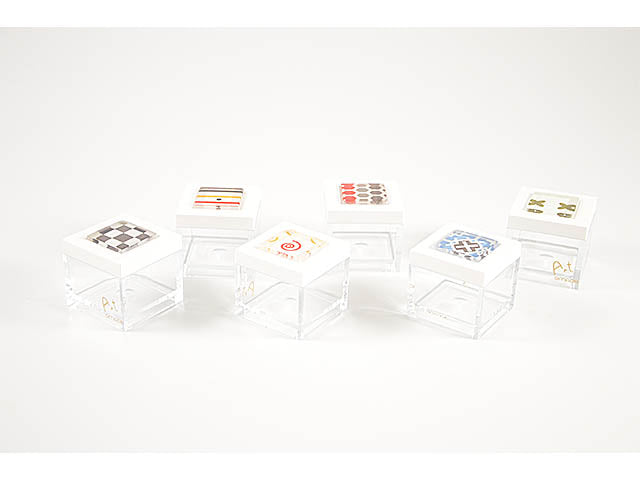 Scatola p.confetti 5x5cm decor glass bianca066x341