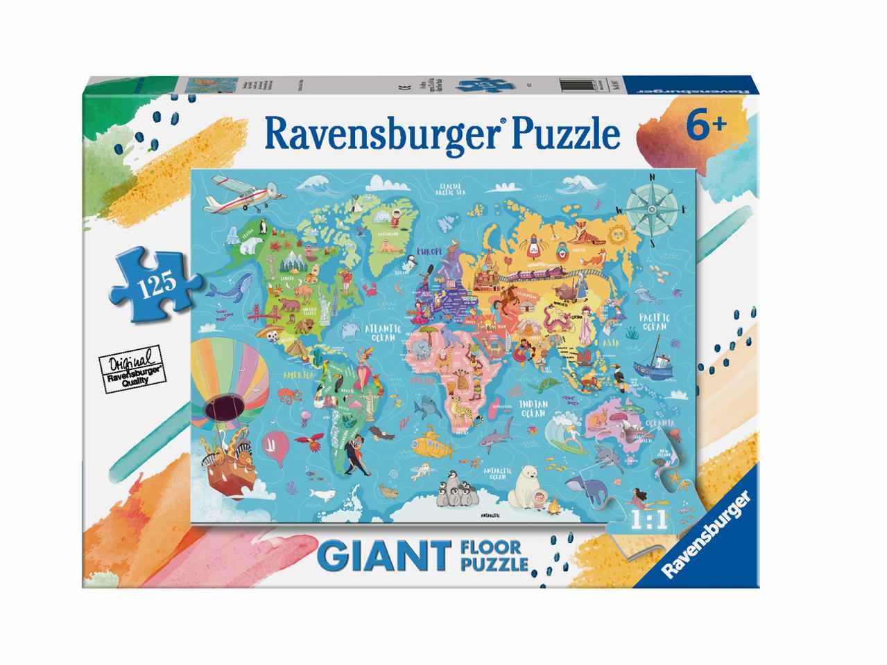 Puzzle 125 pezzi  giant mappa del mondo