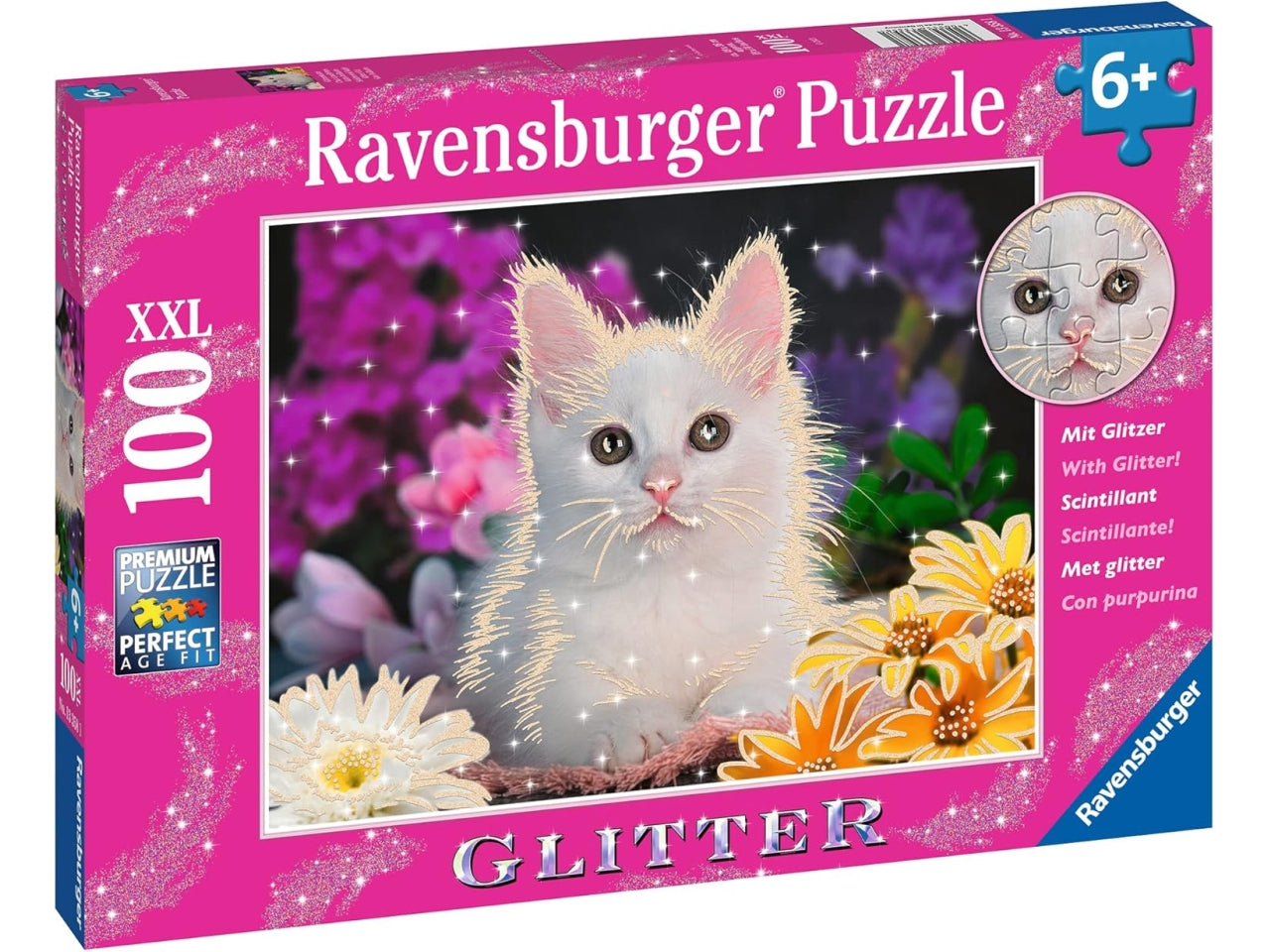 Puzzle Gattino Glitter, 100 Pezzi XXL, Età Raccomandata 6+ Anni - Ravensburger