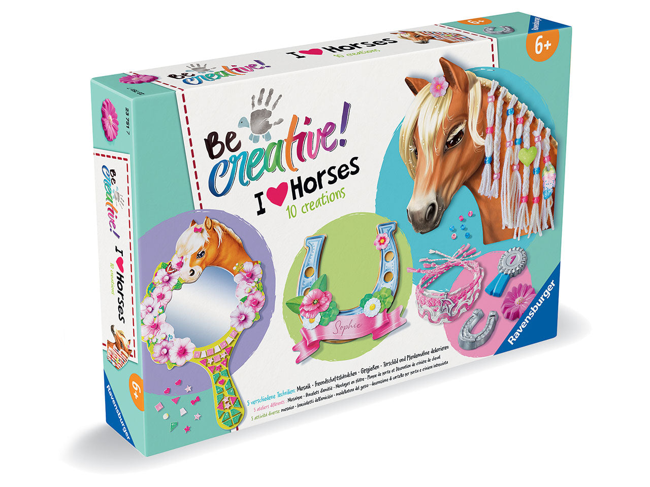 Be Creative Midi XL: Cavalli Multiattività - Set Creativo con Perline, Specchio e Mosaico - Ravensburger