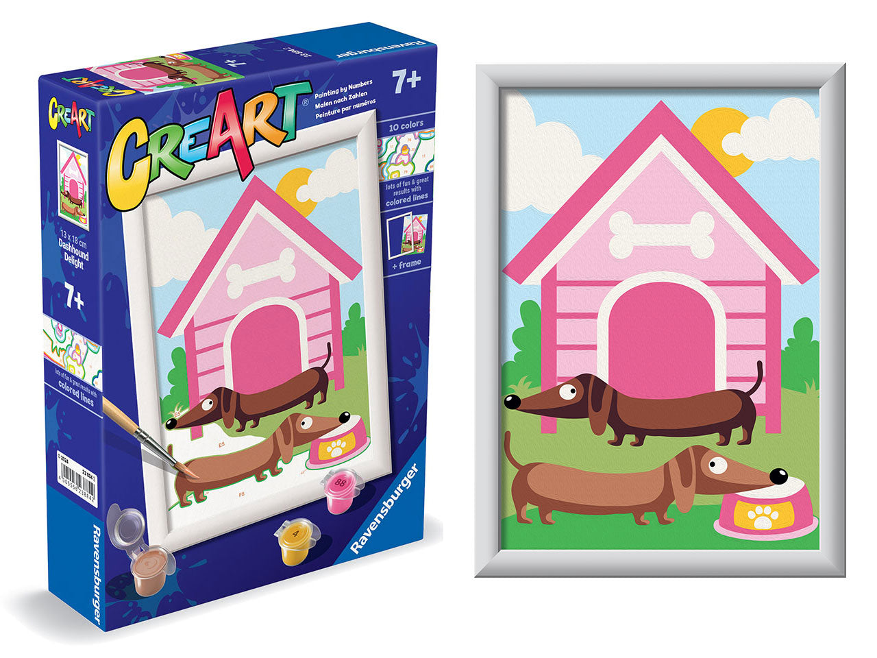 CreArt Serie Classic: Cagnolino Trendy, - Set da Dipingere con Cornice - Ravensburger