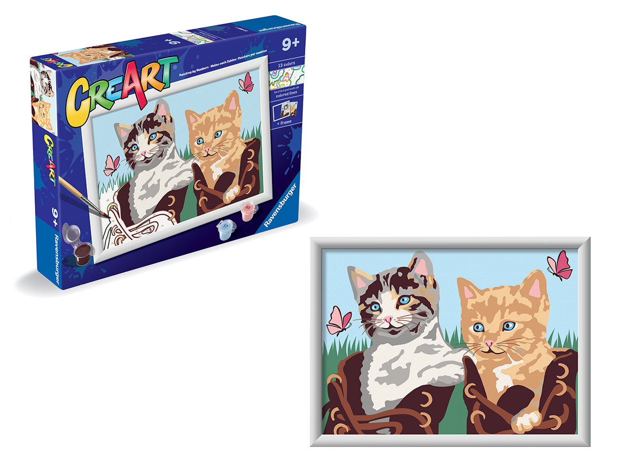 CreArt Serie Classic: Gattini in Stivaletti - Set da Dipingere con 15 Colori e Cornice - Ravensburger