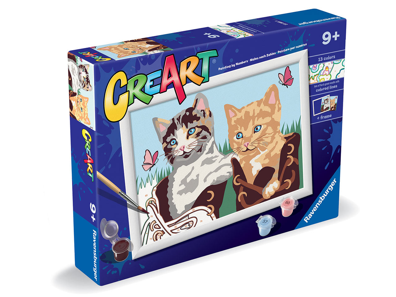 CreArt Serie Classic: Gattini in Stivaletti - Set da Dipingere con 15 Colori e Cornice - Ravensburger