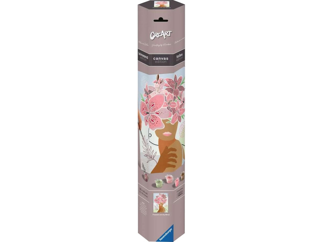 Ravensburger Creart Donna con fiori, kit per dipingere con i numeri, 40x30 cm per ragazzi dai 14+ anni