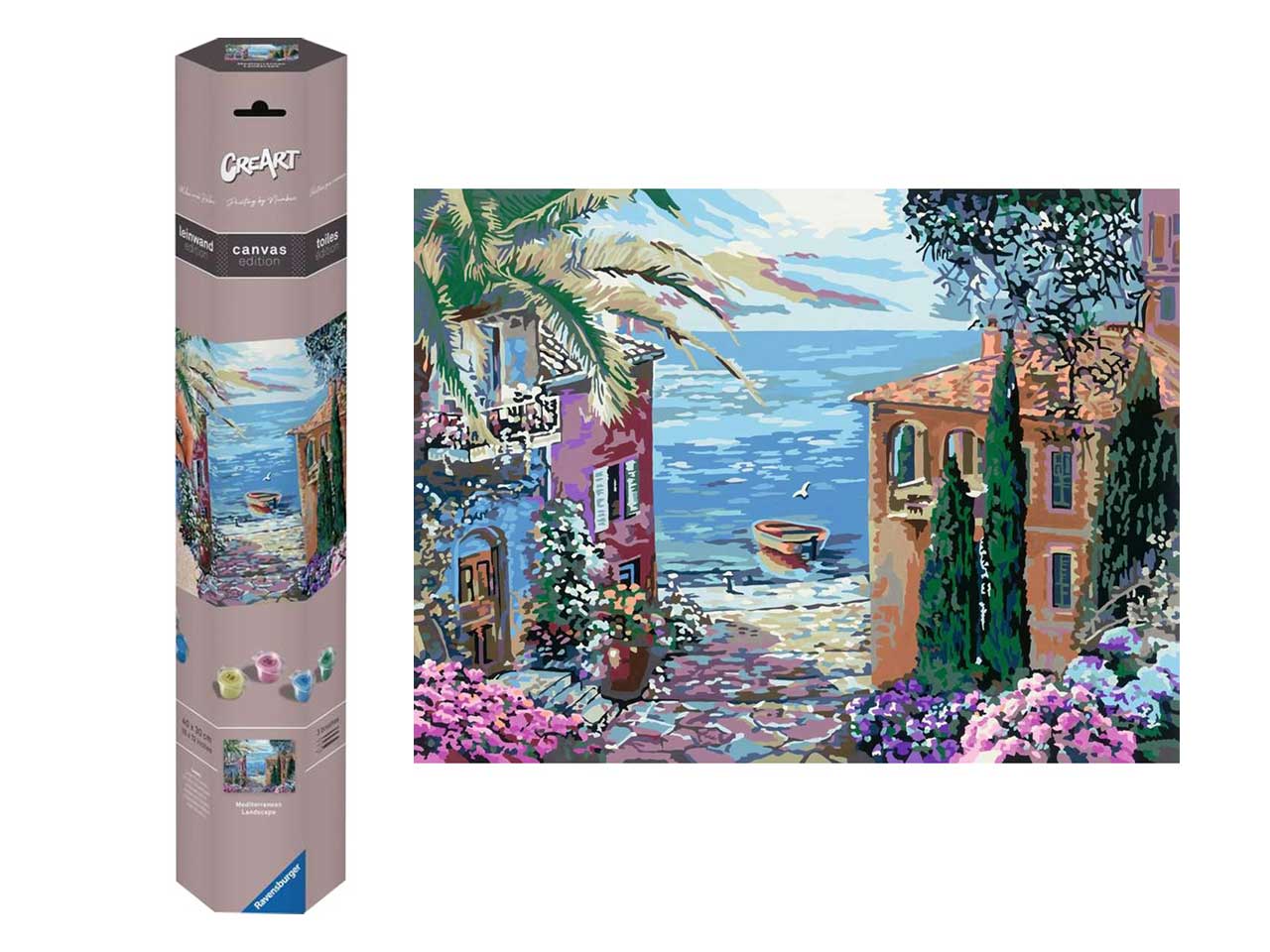 Ravensburger Creart Paesaggio mediterraneo, kit per dipingere con i numeri, 40x30 cm per ragazzi dai 14+ anni