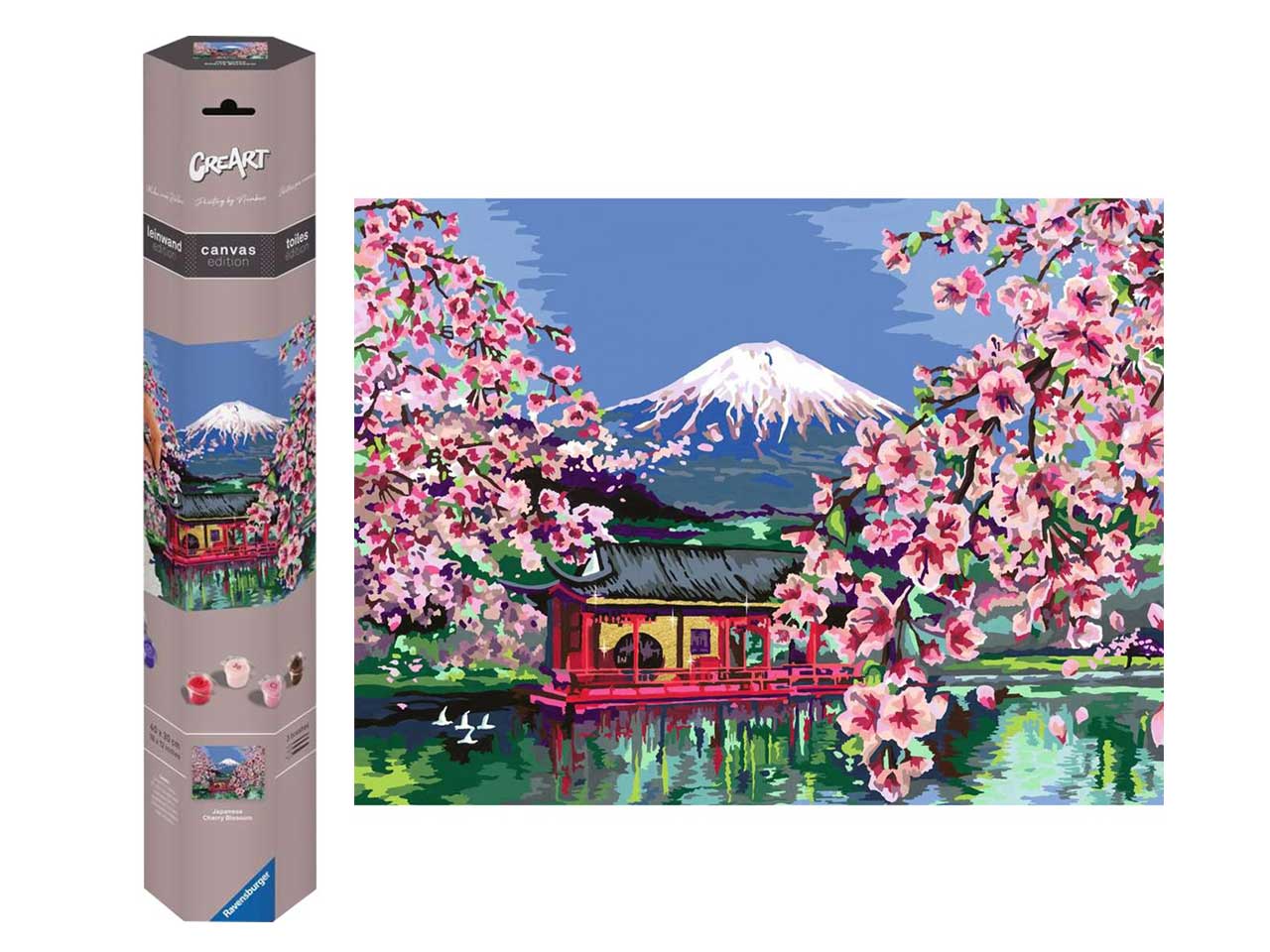 Ravensburger Creart Ciliegi in fiore, kit per dipingere con i numeri, 40x30 cm per ragazzi dai 14+ anni