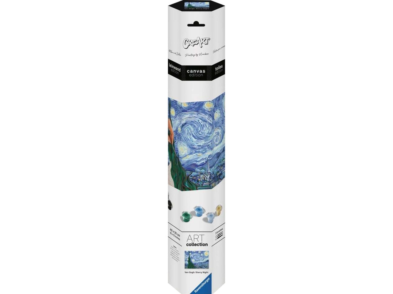 Ravensburger Creart Van Gogh, notte stellata, kit per dipingere con i numeri, 40x30 cm per ragazzi dai 14+ anni