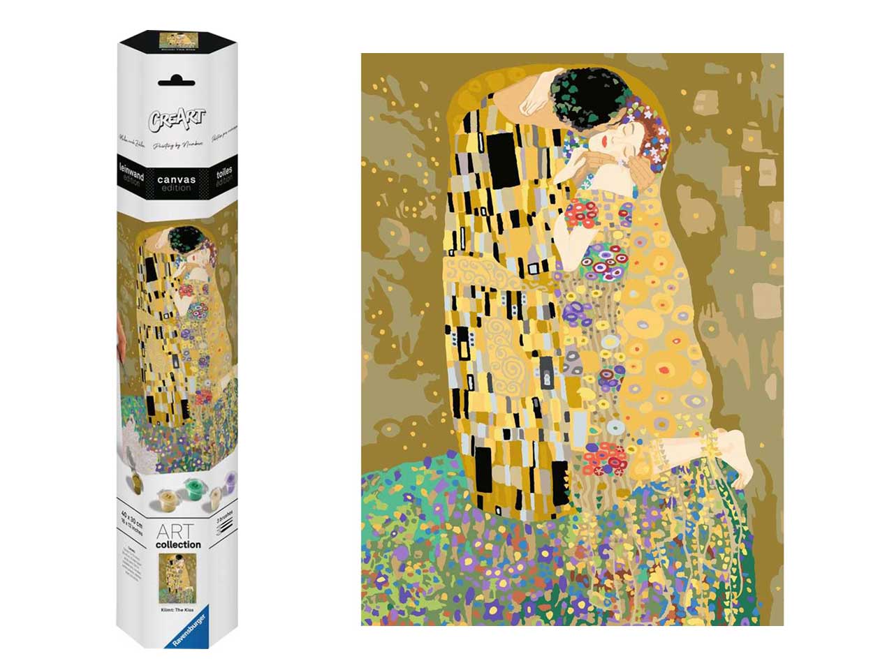 Ravensburger Creart Klimt, il bacio, kit per dipingere con i numeri, 40x30 cm per ragazzi dai 14+ anni