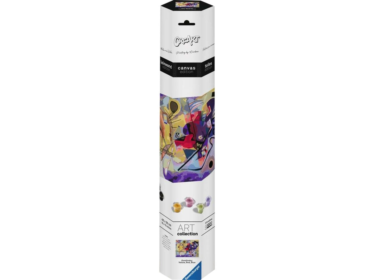 Ravensburger Kandinsky, giallo rosso blu, kit per dipingere con i numeri, 40x30 cm per ragazzi dai 14+ anni