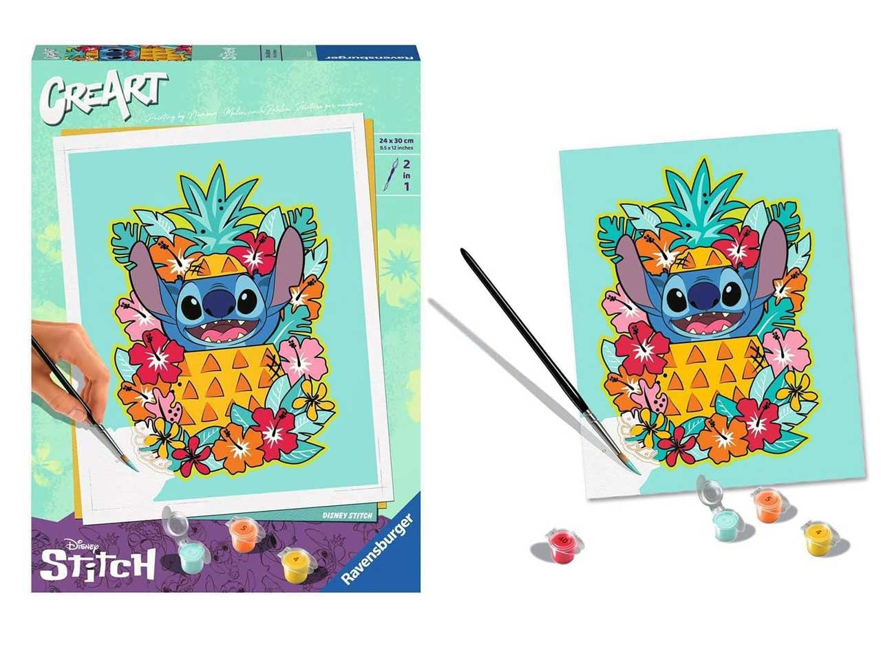 CreArt , Disney Stitch, Dipingere con i Numeri, Kit Pittura, Idea Regalo Donna o Uomo, 14+ Anni, 24x30 cm - Ravensburger