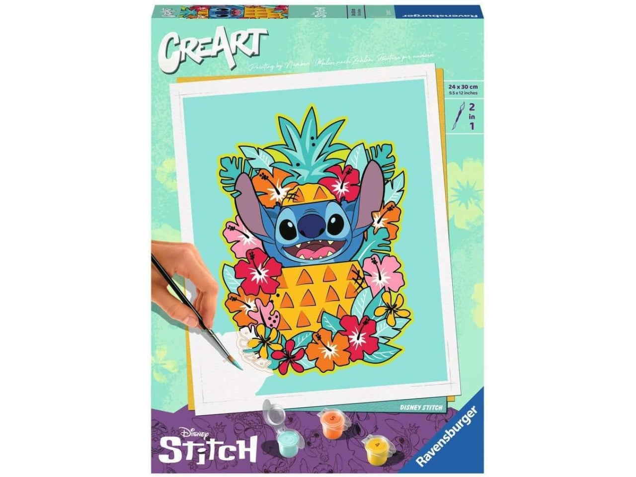 CreArt , Disney Stitch, Dipingere con i Numeri, Kit Pittura, Idea Regalo Donna o Uomo, 14+ Anni, 24x30 cm - Ravensburger