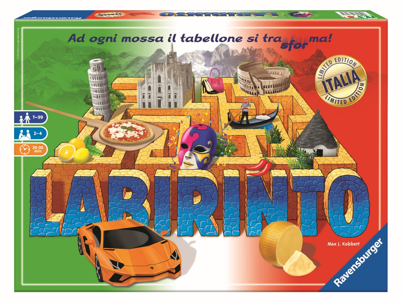 Labirinto Italia, Gioco da Tavolo per Tutta la Famiglia, 2-4 Giocatori, Idea Regalo per Bambini 7+ Anni, Edizione in Italiano - Ravensburger