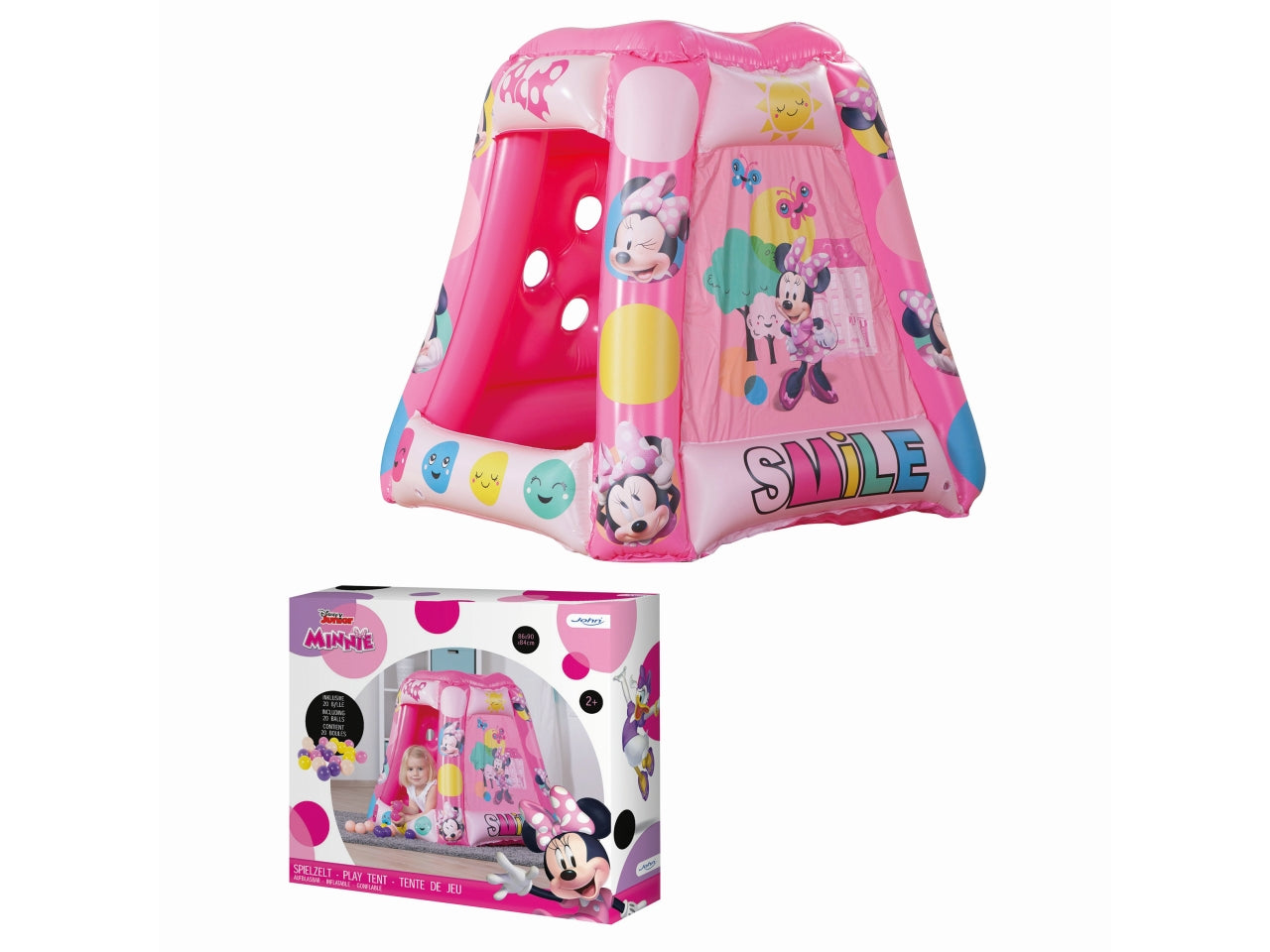 Disney minnie - tenda/vasca gonfiabile 86x90x84cm con 20 palline diametro 60mm