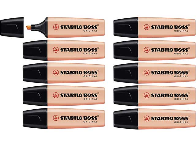 Evidenziatore Stabilo pesca dimensione tratto 2-5mm 10 pezzi