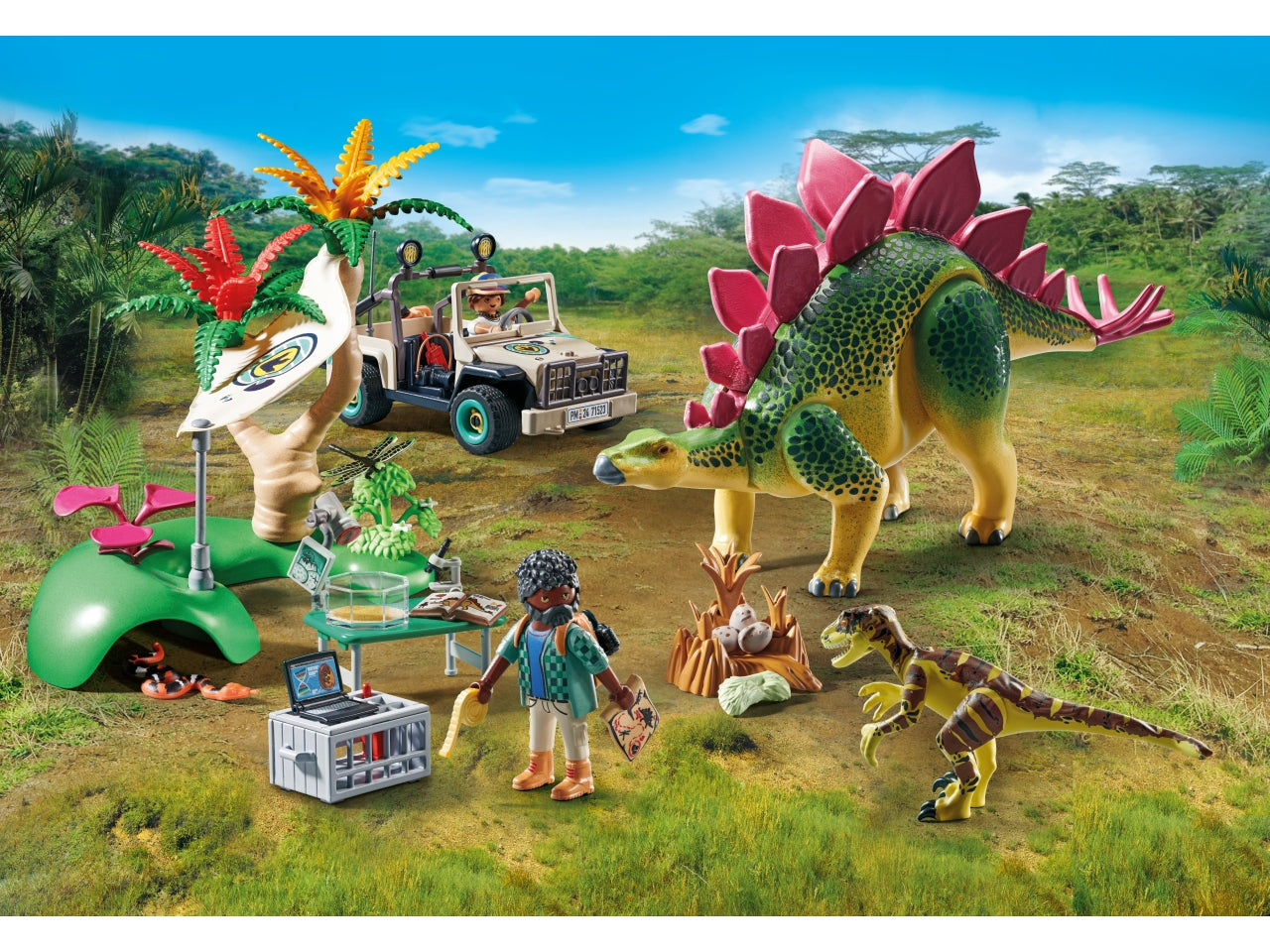 Playmobil campo base con dinosauri