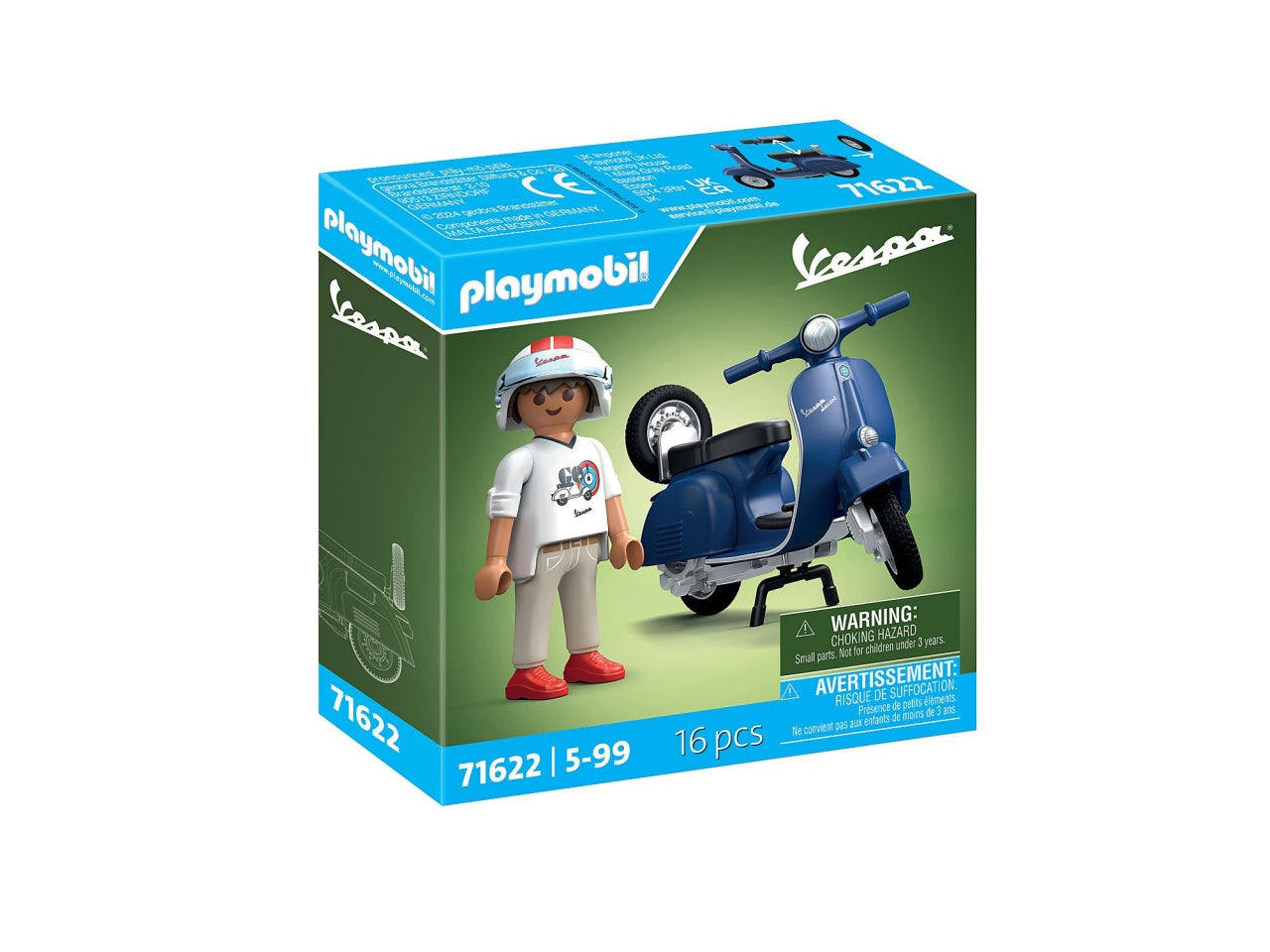 Playmobil 1969 Vespa 150 Sprint Veloce Blu, scooter retrò con personaggio, accessori e cestino, giocattolo per bambini dai 5 anni in su | Playmobil
