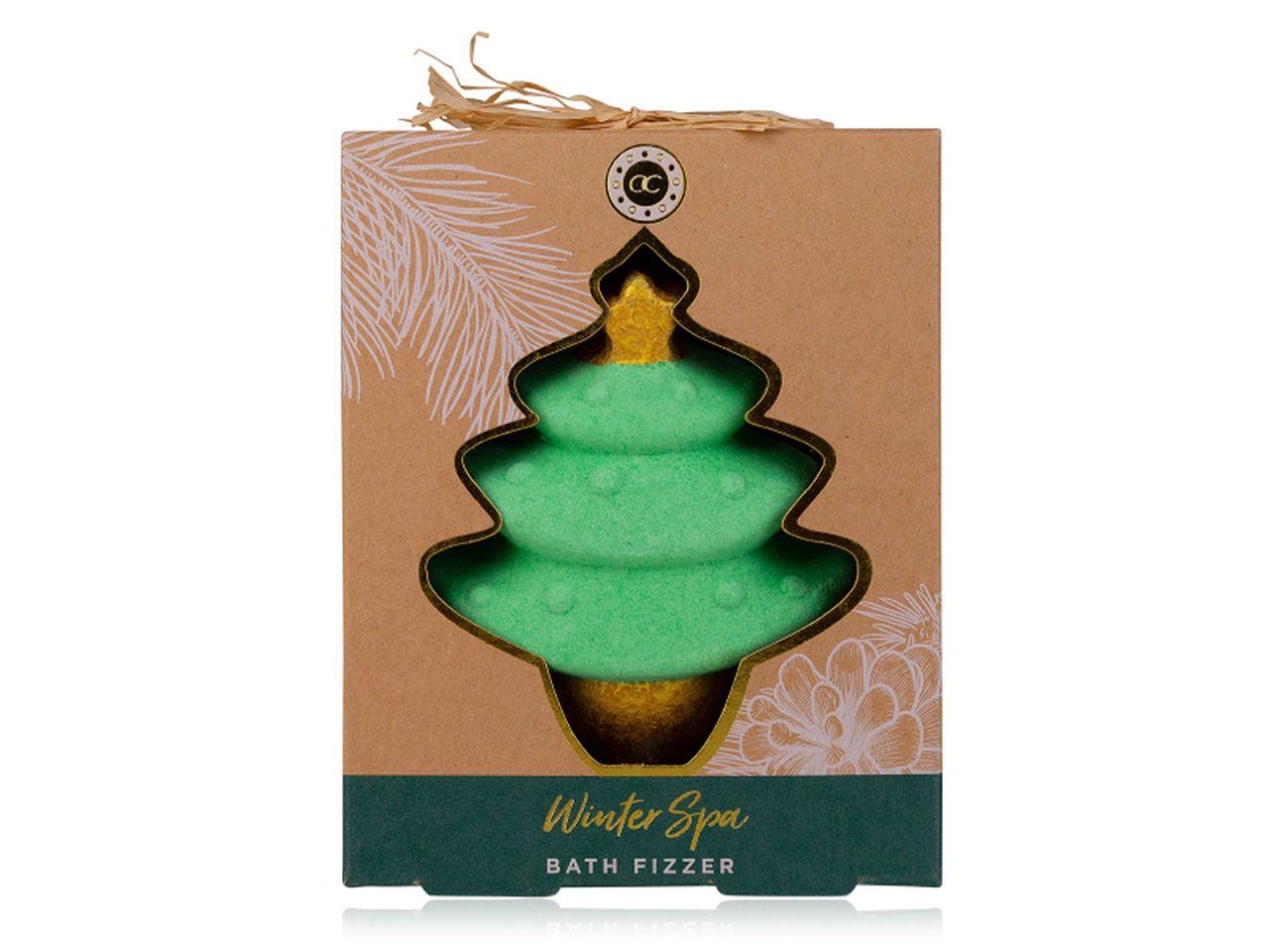 Sali da bagno winter spa a forma di albero di natale in confezione regalo da 90g fragranza pino e bacche invernali colore verde marrone e rosso