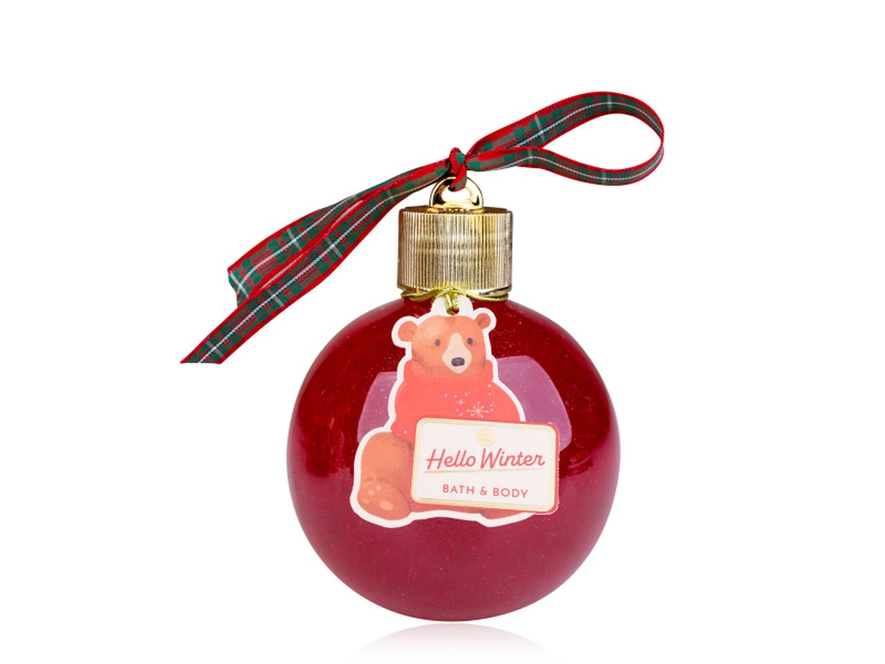 Bagnodoccia gel hello winter in bottiglia piccola a forma di palla di natale fragranza vaniglia colore rosso da 240ml