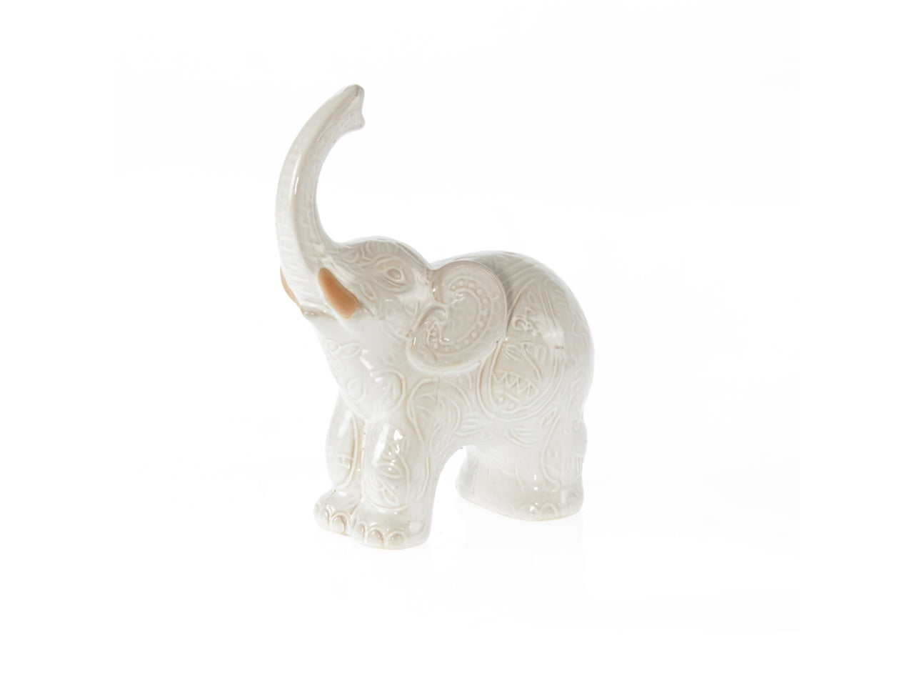 Statua elefante in terracotta boho bianco e beige 16x8,5x19,5 cm - Goldbach