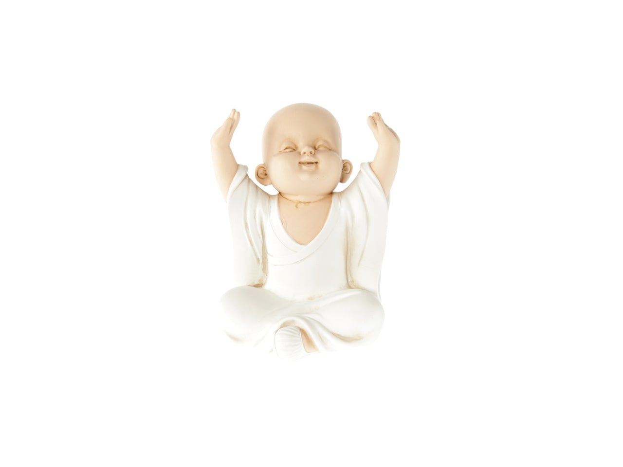 Statua Buddha seduto in poliresina etnico beige e bianco 11,5x11,5x14,5 cm - Goldbach