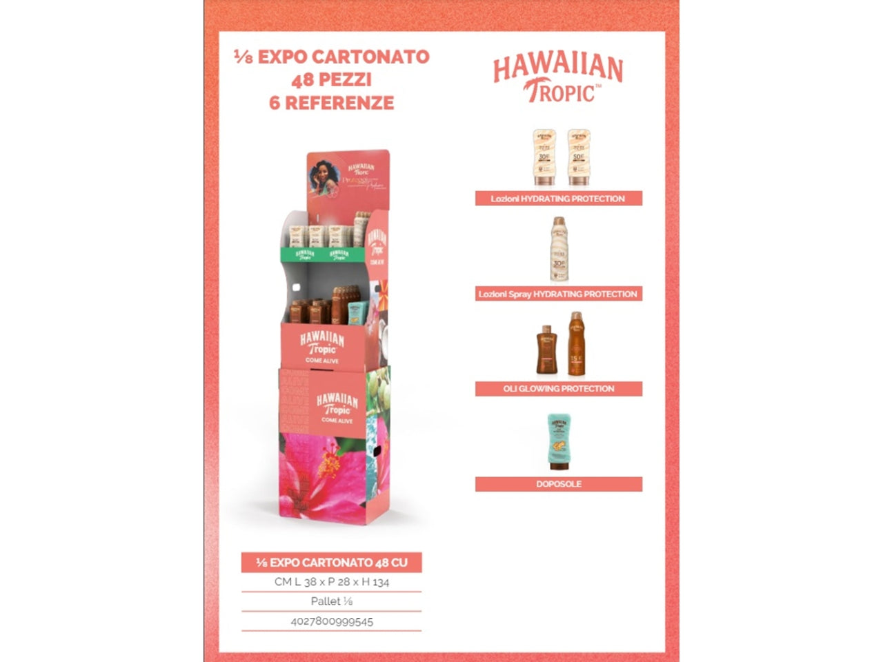 Hawaiian tropic espositore con 48 solari