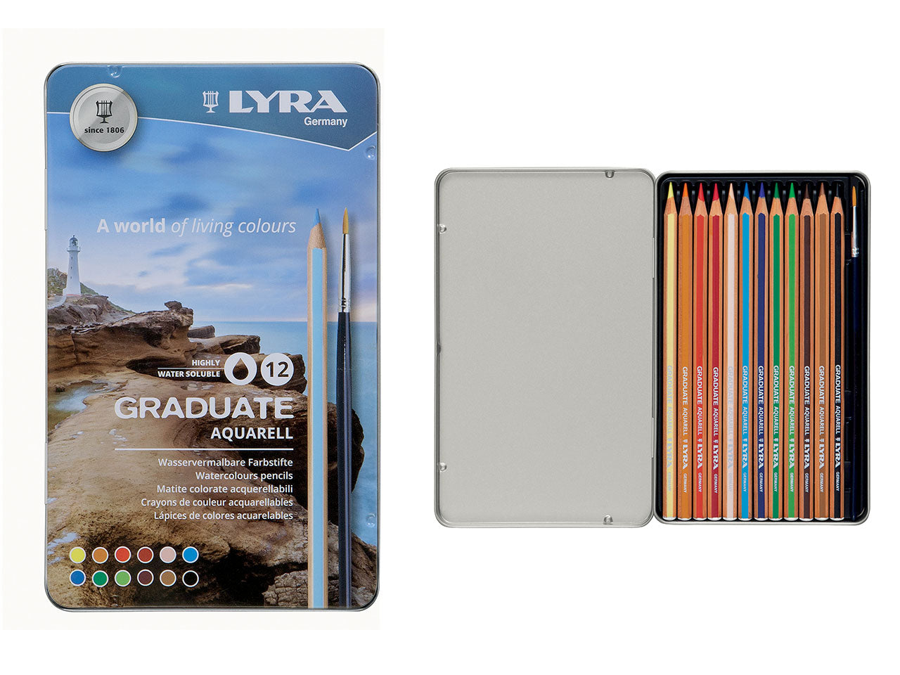 Pastelli lyra graduate acquerellabili - la confezione comprende 12 pennarelli