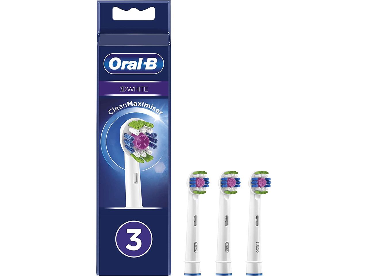 Oral b testine di ricambio 3d white  per spazzolino elettrico - la confezione comprende 3 ricambi