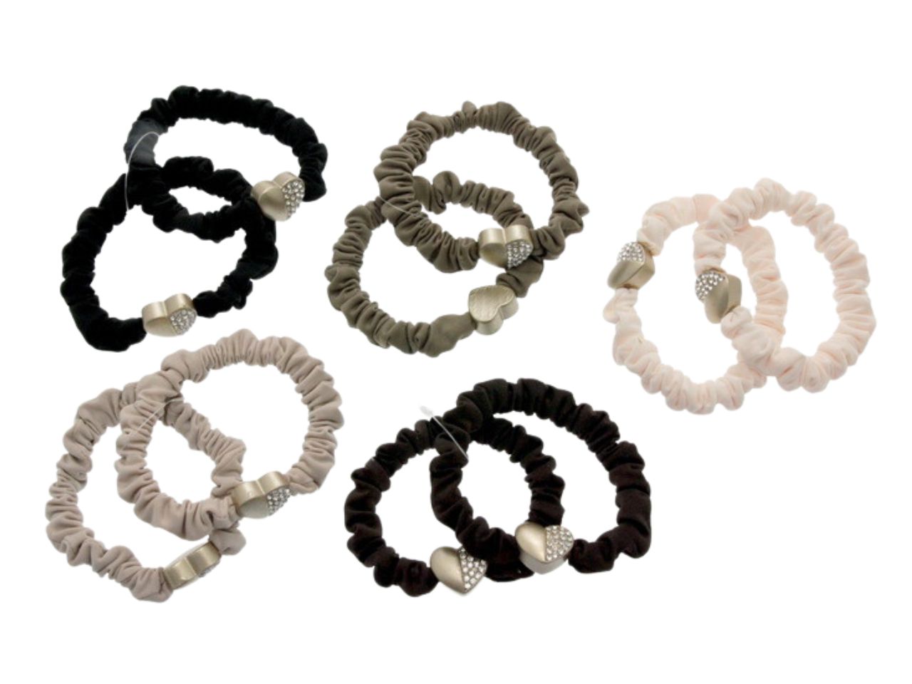 Scuncy cuore strass poliestere 100% set da 2 elastici