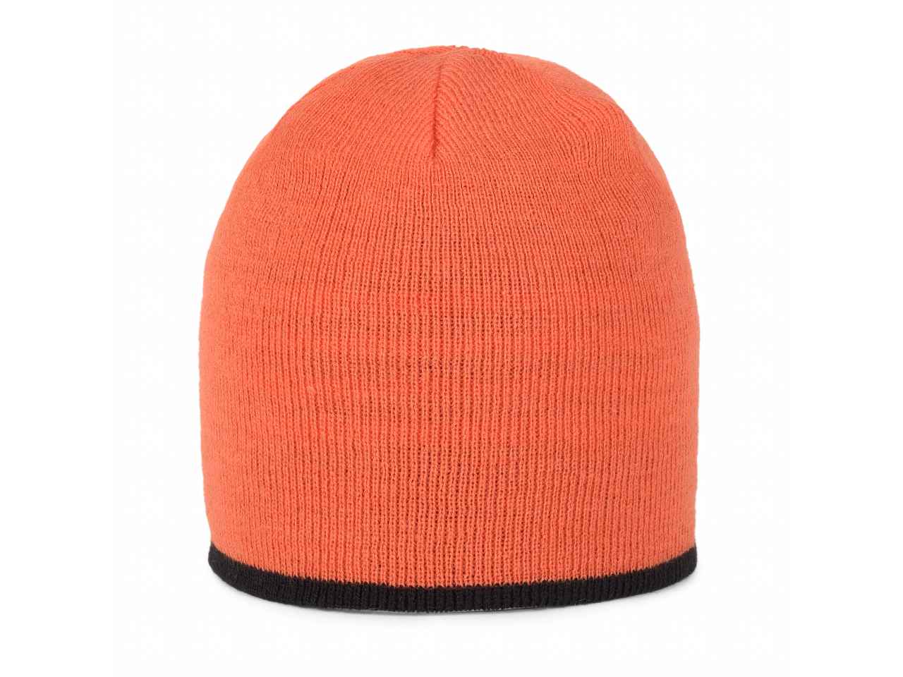 Cappello cuffia in maglia reversibile a righe con interno tinta unita arancione