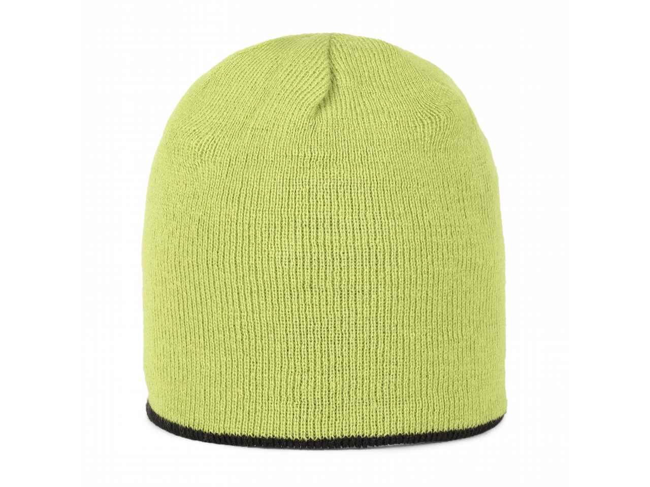 Cappello cuffia in maglia reversibile a righe con interno tinta unita lime