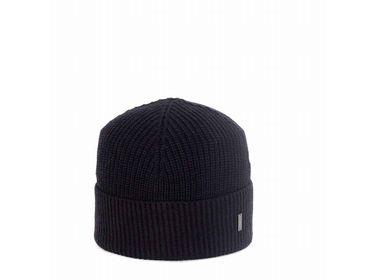 Cappello cuffia a coste filato viscosa nero